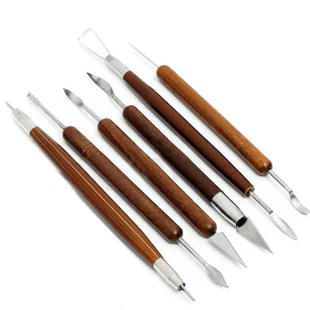 6Pcs Wood Clay Sculpting Kit Wax Clay Carving Sculpt Smoothing Tool Set DIY - $14.82