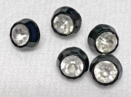5 Vintage Hard Plastic w Rhinestone Center Buttons 3/8 inch - $120.04 MXN
