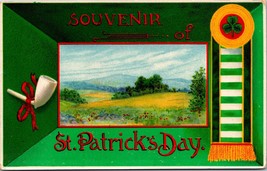 St Patricks Day Souvenir Pipe Clover  Vtg German Postcard 1909 - £17.73 GBP
