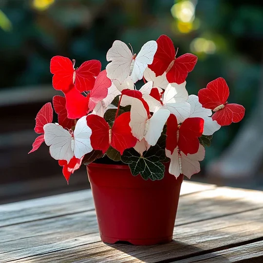 50 seeds Moonlight Butterfly Begonia Color-Red and white - $24.99