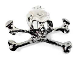 Skull Crossbones Pin Badge Brooch Biker Death Angel Gothic Punk Emo Metal Pirate - £6.51 GBP