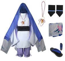 ZYHCOS Halloween Carnival Party Cosplay Costume Balladeer Uniforms Blue Printing - $78.39