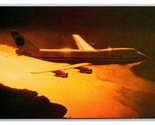 Pan Am Airlines 747 Jet Airliner In Flight At Sunset UNP Chrome Postcard... - $5.89