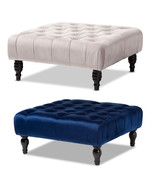 Royal Blue / Slate Gray Velvet Square Tufted Cocktail Ottoman Coffee Tab... - $219.99+