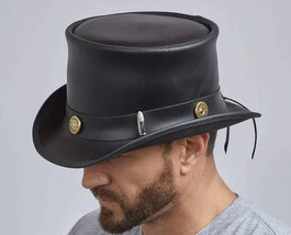 El Dorado | Men&#39;s 100% Genuine Leather Top Hat | Bullet Hat Band Handmade - £29.65 GBP+