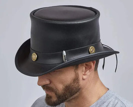 El Dorado | Men&#39;s 100% Genuine Leather Top Hat | Bullet Hat Band Handmade - £29.81 GBP+