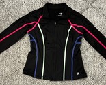 FILA Sport Women’s Track Jacket Full Zip Black w/ Neon-Colored Stripes ~... - $19.34