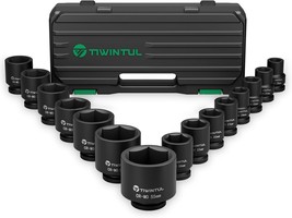 3/4 Inch Drive Impact Socket Set, 15 Pieces Heavy Duty 6-Point Cr-Mo Steel - $87.99