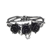 Alchemy Gothic A125 Wild Black Rose Bracelet CHOOSE Size - £56.12 GBP