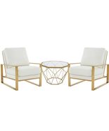 LeisureMod Jefferson Modern Leather Arm Chair Frame Set of 2 and Octagon... - $2,807.63