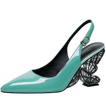 Butterfly Leather Pointed High Heels - £81.41 GBP