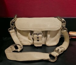 ROOTS CANADA Emily Genuine Leather Shoulder Bag Purse Clutch Chalk White - £93.19 GBP