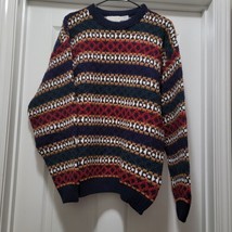 VTG Norm Thompson Colorful Coogi Style Striped Cosby Grandpa Sweater USA Mens XL - $71.54