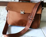 Piquadro Orange Leather Nylon Cross Body Messenger Bag Briefcase Italy Q... - $126.61