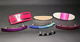 Vintage 80s Acrylic Hair Clips Barrettes Purple Red Blue Beaded Lot of 7 - $42.40