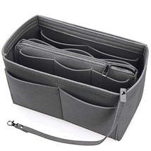 Purse Organizer Insert Felt Bag with Zipper Handbag Tote Shaper Multi Pockets Po - £30.05 GBP