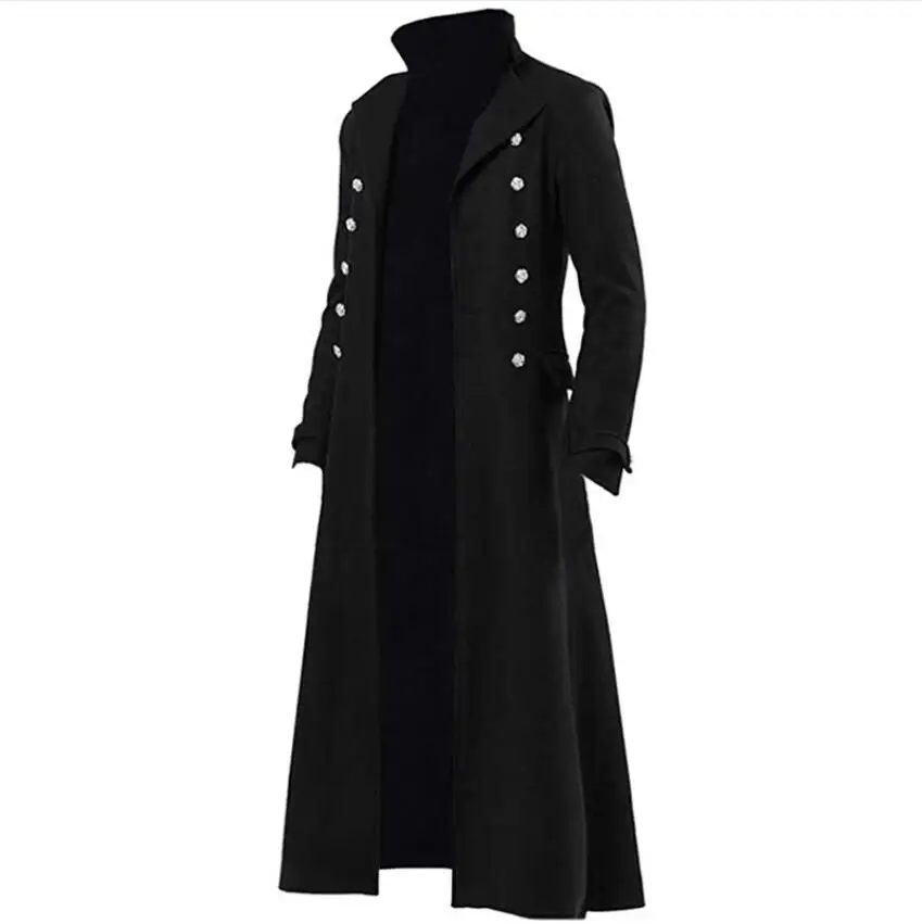 Victorian Long  Vintage Jacket Men  Stand Collar Pirate Western boy Cosplay Tren - £120.66 GBP