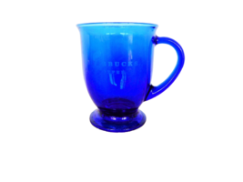 Starbucks Anchor Hocking Cobalt blue glass pedestal coffee mug - $14.99