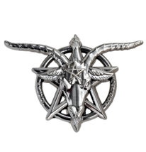 Baphomet Pin Badge Pentagram Brooch Satanic Church Of Satan Templars Script Ring - £4.78 GBP
