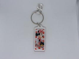 Disney Minnie Mouse Red Polka Dots Name Heart Signature Keychain Key Ring Holder - £12.99 GBP