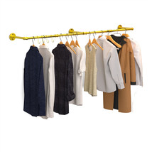 Industrial Pipe Clothes Rack Iron Garment Bar Closet Storage Gold Wall M... - $60.79