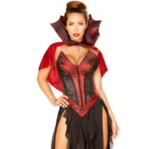 Vampire Costume Pointed Brocade Corset Long Ruffled Skirt Cape High Coll... - $107.99