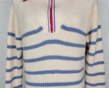 J Crew Womens Cotton Cashmere Pullover Sweater Cream Blue Stripe BE156 L... - $49.50