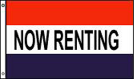 NOW RENTING 3X5 FLAG banner sign FL406 wall signs rent - £3.72 GBP