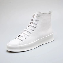 New Style Fashion Ankle Boots Men Red White Casual Shoes Handmade Genuine Leathe - $92.45