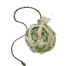 Vintage Japanese Glass Fishing Float Orb Buoy Rope Netting 3.5&quot; - £19.44 GBP