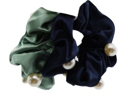 A New Day Satin and Pearl Hair Twister Set 2pc Blue Green 87657 - £1.55 GBP