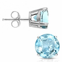 6MM Round Cut Sky Blue Topaz 2CTW Stud Earrings in Sterling Silver - $37.00