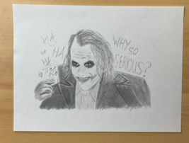 Joker Dark Knight Pencil Drawing 9x12 Original Portrait Sketch - £22.23 GBP