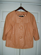 Terry Lewis Classic Luxuries Honey 100% Genuine Leather Jacket w/Ruffles Size M - £21.73 GBP