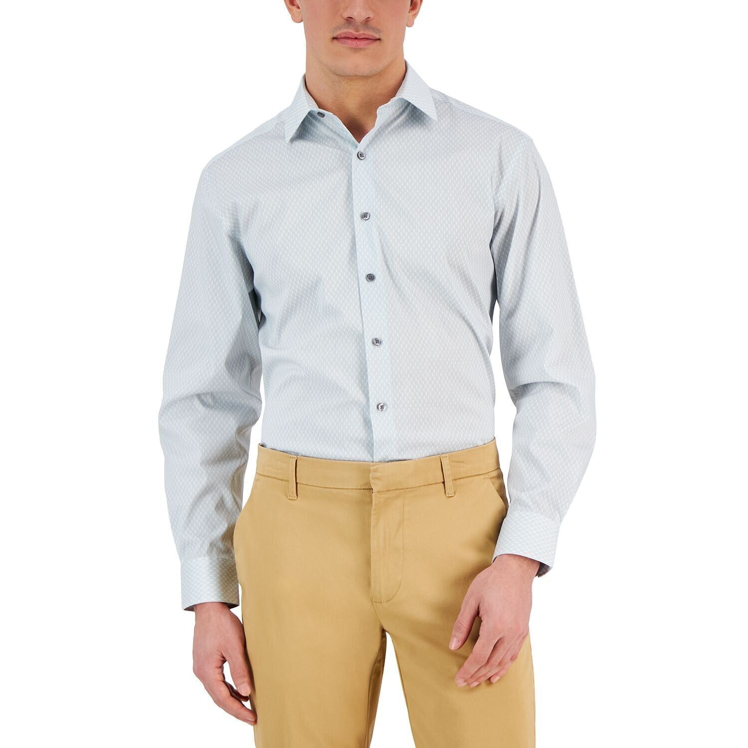 Alfani Men&#39;s Regular Fit 2-Way Stretch Stain Resistant Dress Shirt Blue ... - $9.45+