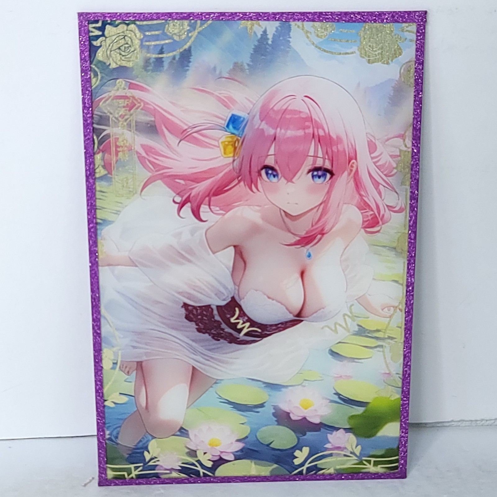Hitori Gotch Purple Glitter Waifu Card Anime Girl Wall Art Oversized Boa... - €19,47 EUR