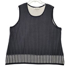 Kasper Black White Ivory Knit Tank Scoop Preppy Y2k Polka Dot Womens Size XL Top - £6.25 GBP