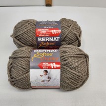 Two Bernat Softee Chunky 3.5 oz  skeins taupe grey 28048 100% acrylic yarn NEW - $16.39