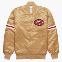 Vintage 80s NFL San Francisco 49ers Varsity Letterman Golden Satin Jacket - £83.91 GBP