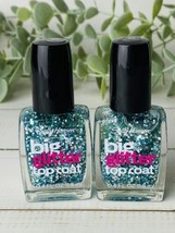 2x Nail Polish Top Coat Sally Hansen Big Glitter Top Coat #120 Blue Moon... - $9.79