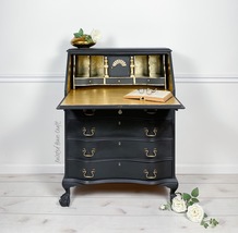 Antique Black Gold Secretary Desk | Solid Wood Desk | 4 drawers | Circa ... - £999.19 GBP