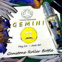 GEMINI Zodiac Roller Bottle Crystal Set for Essential Oil Astrology Wicc... - £8.02 GBP