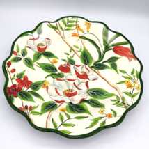 Floral Folk Art Pottery Ceramic Decorative Bowl 11.5” Not For Food Use - READ - £13.51 GBP