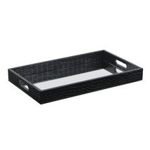 Black Faux Snakeskin Tray with Beveled Mirror - $1,564.89 MXN