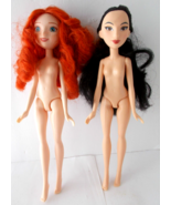 Lot 2 HASBRO Barbie Doll Mulan Ariel (?) Red Hair Freckles Black Hair Nu... - $13.52 CAD