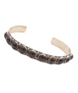 925 Sterling Silver Vintage Bracelet NAVAJO Beaded Cabochon Onyx Cuff  B... - €156,40 EUR