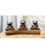 Zen Feng Shui Koan Of The Frog Meditating Buddha Yoga Frogs Trio On Log ... - $491.15 MXN