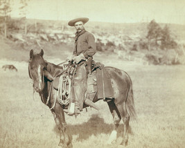 Cowboy on a horse poses for a portrait in Sturgis South Dakota 1888 Photo Print - £7.10 GBP+