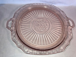 Pink Mayfair 12 Inch Cake Plate With Handles Depression Glass - $29.99