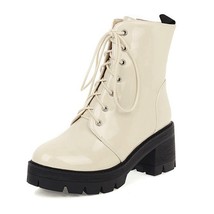 Ladies Ankle Knight Boots Platforms Zip Lace Up Punk Breathable 7CM Thick Sole B - £74.37 GBP